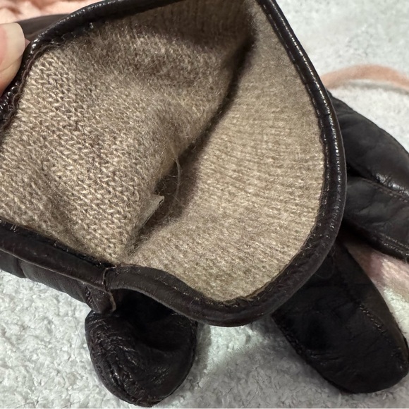 Vintage deep brown COACH Leather Gloves w/ 100% Cashmere Lining 🤎✨ size 6 1/2 - Picture 3 of 5